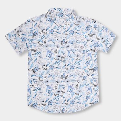Boys' Snow White Cotton Regular Collar Casual Shirt