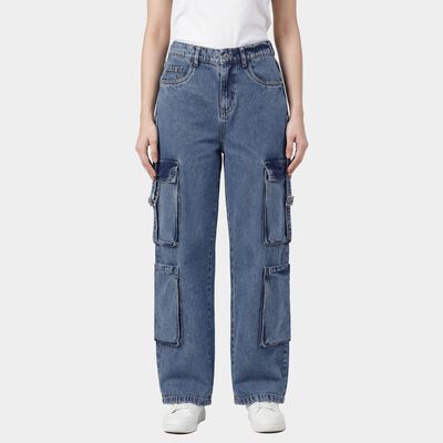 Women's Blue Wide Leg High-Rise Jeans