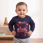 Infants' Navy Blue Crew Neck Pullover Sweatshirt, Navy Blue, small