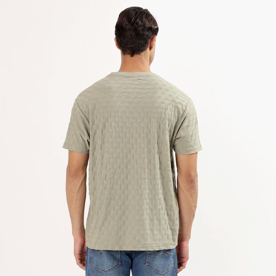Men's Round Neck Half Sleeves T-Shirt, Light Green, large image number null