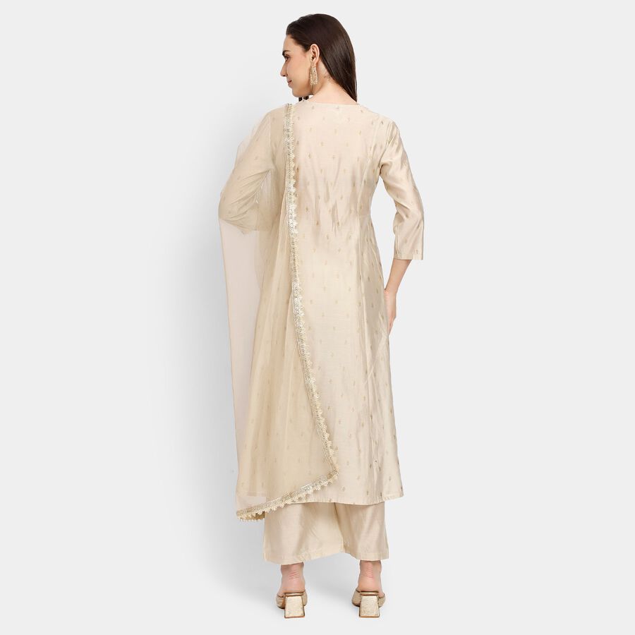 Ladies' Kurta Pyjama Set with Dupatta, हल्का ग्रे, large image number null