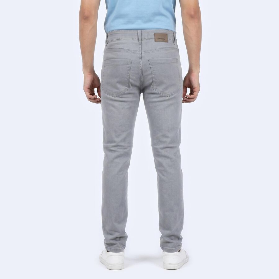 Men's Grey Slim Fit Solid Jeans, Light Grey, large
