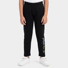 Boys' Black Straight Fit Graphic Printed Pyjama, काला, small