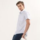 Men's Blue Cotton Half Sleeve Spread Collar Casual Shirt, Light Blue, small