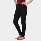 Women's Black Slim Fit Solid Elastic Waist Churidar, Black, small
