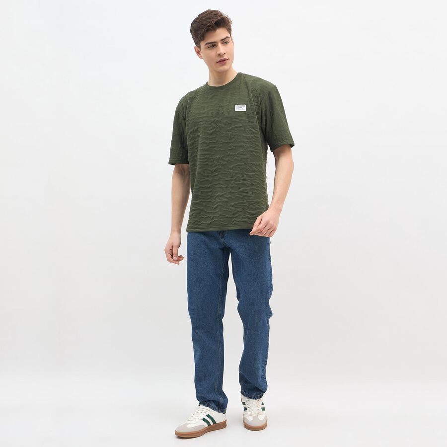 Men's Muted Olive Crew Neck Athleisure T-Shirt, Olive, large