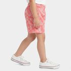 Girls' Coral Regular Fit Tropical Print Elastic Waist Shorts, Coral, small