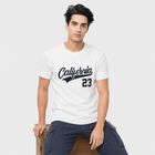 Men's White Round Neck Graphic Print Regular T-Shirt, White, small