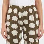 Women's Olive Green Straight Fit Cloud Printed Pyjama, Olive, small