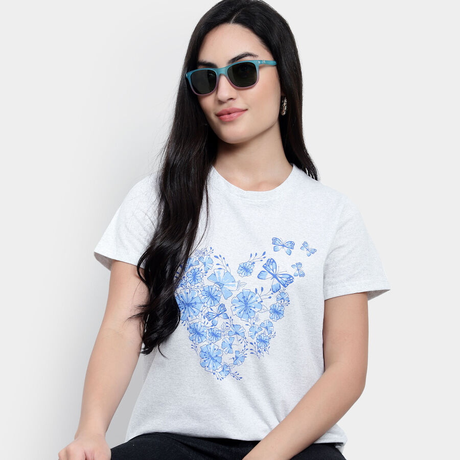 Round Neck T-Shirt, Ecru Melange, large image number null