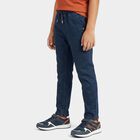 Boys' Navy Blue Straight Fit Drawstring Waist Jeans, Dark Blue, small