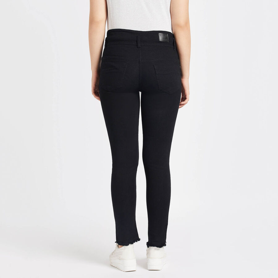 Basic Wash High Rise Skinny Jeans, काला, large image number null