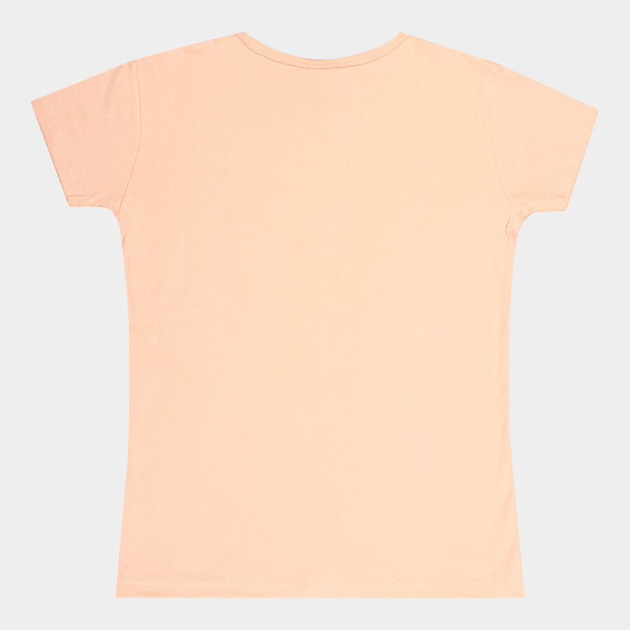Girls Cotton T-Shirt, Peach, large image number null