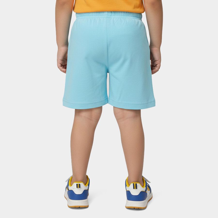 Boys Light Blue Regular Fit Graphic Print Bermuda Shorts, Light Blue, large