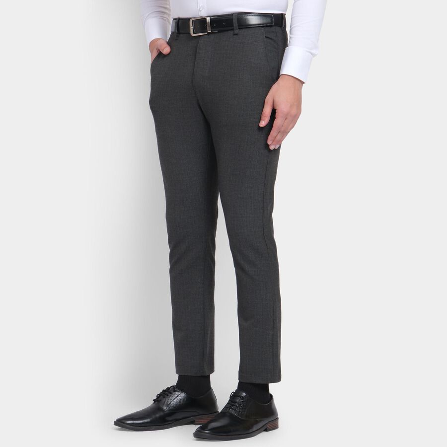 Men's Slim Fit Casual Trousers , गहरा ग्रे, large image number null