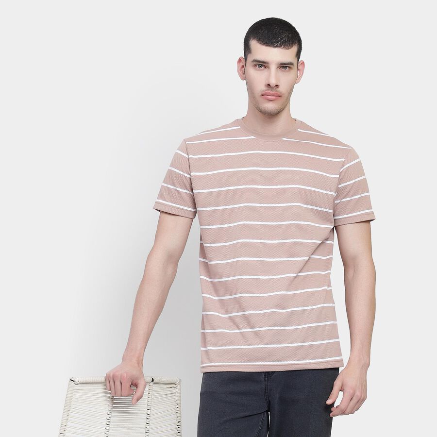 Men's Round Neck Half Sleeves T-Shirt , Light Pink, large image number null