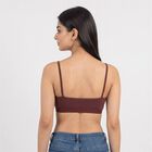 Women's Brown Cotton Blend Scoop Neck Bralette Bra, Brown, small