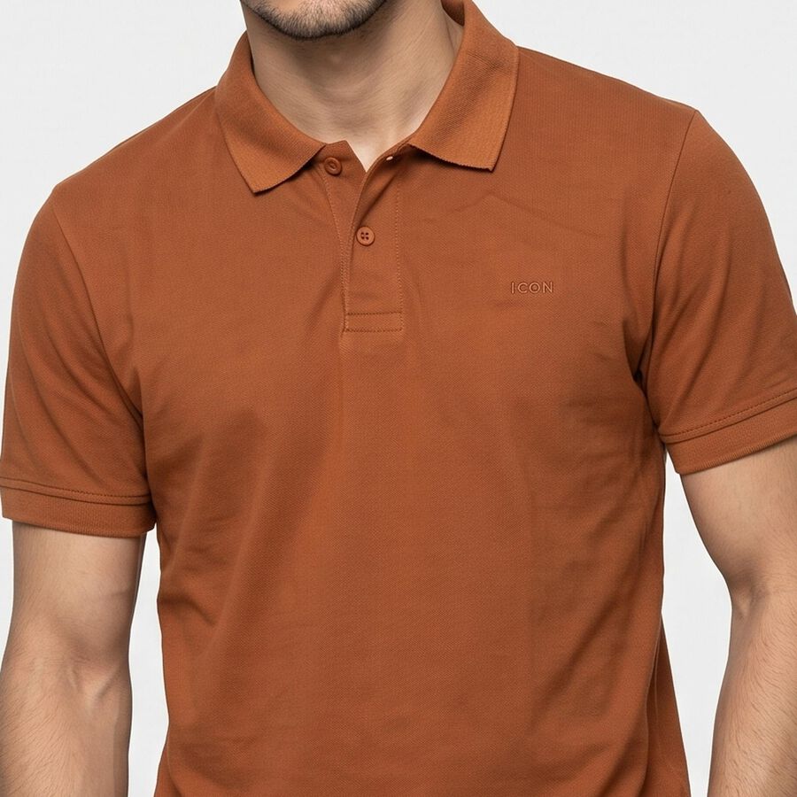 Men Brown Polo Neck Polo T-Shirt, भूरा, large