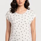 Women's White Round Neck T-Shirt Style Nighty, White, small