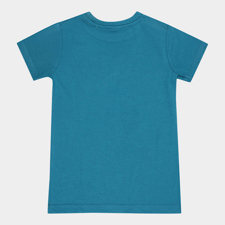Boys Round Neck T-Shirt, टील ब्लू, large image number null