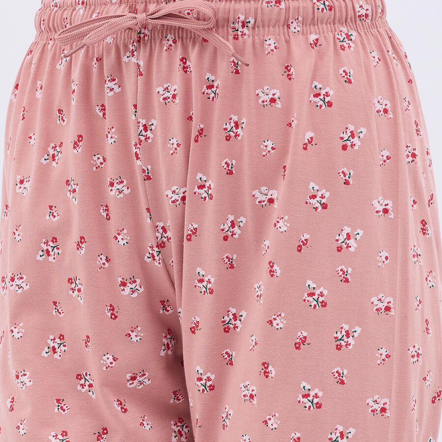 Women's Dusty Rose Floral Printed Elastic Waist Pyjama, मूँगा (कोरल), large image number null