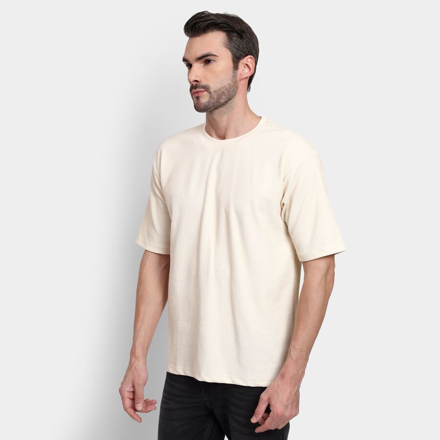 Men's Round Neck Half Sleeves T-Shirt , Off White, large image number null