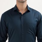 Men's Deep Teal Blue Cotton Spread Collar Slim Fit Formal Shirt, Teal Blue, small