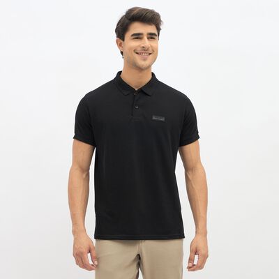 Men's Jet Black Polo Neck Casual T-Shirt