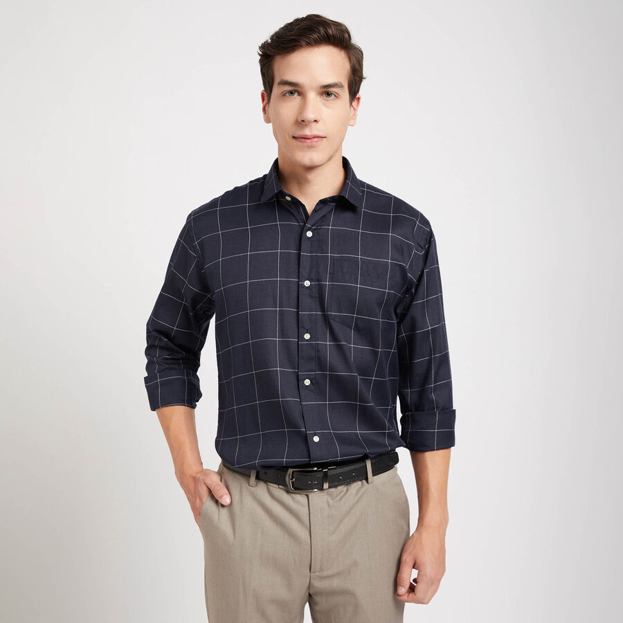 Checks Formal Shirt, Navy Blue, large image number null