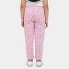 Girls' Pink Regular Fit Bow Printed Cotton Blend Pyjama, हल्का गुलाबी, small
