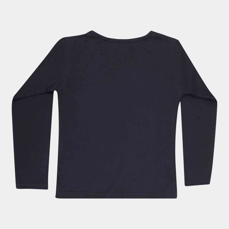 Girls Regular Round Neck Top, नेवी ब्लू, large image number null