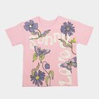 Girls Light Pink Cotton Round Neck Casual T-Shirt, हल्का गुलाबी, small