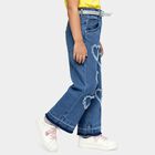 Girls' Blue Relaxed Fit Heart Patch Jeans, Mid Blue, small