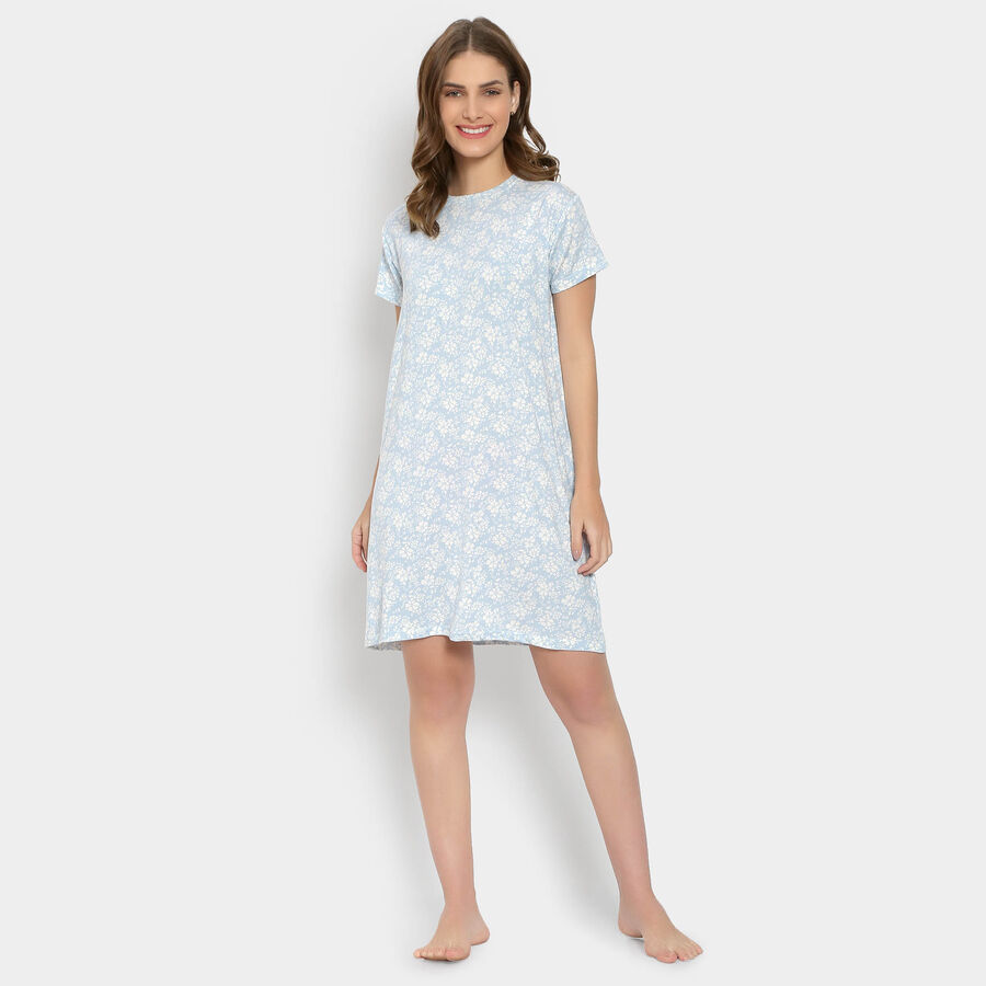 All Over Print Knee Length Women, हल्का नीला, large image number null