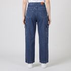 Women's Blue Relaxed Fit Cargo Jeans, Mid Blue, small