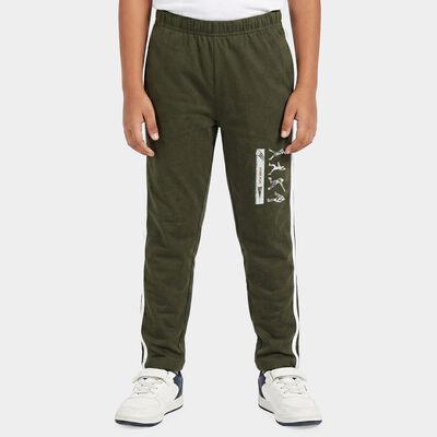 Boys Olive Green Straight Fit Graphic Print Pyjama