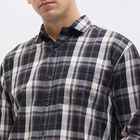 Men's Black Cotton Full Sleeve Classic Checkered Shirt, काला, small image number null