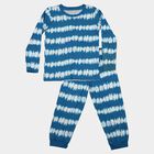 Boys' Blue Cotton Round Neck Tie-Dye Print Baba Suit, Light Blue, small