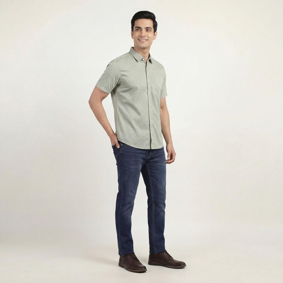 Men's Green 100% Cotton Classic Casual Shirt, हल्का हरा, large