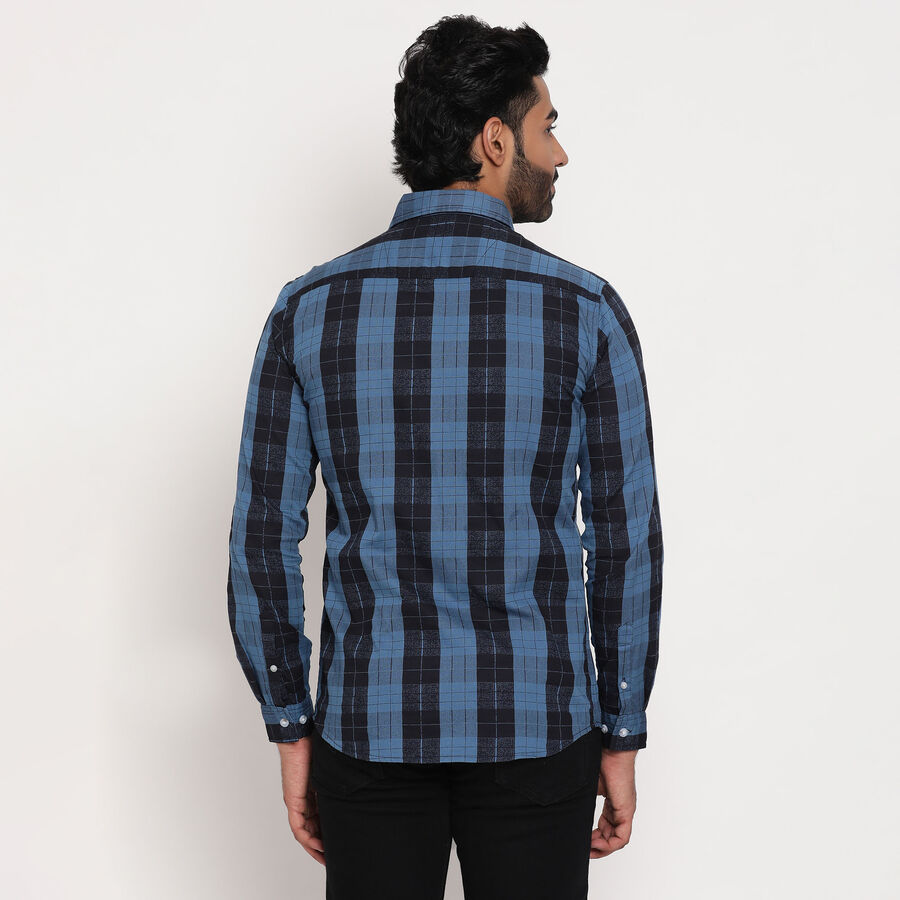 Cotton Checks Casual Shirt, मध्यम नीला, large image number null