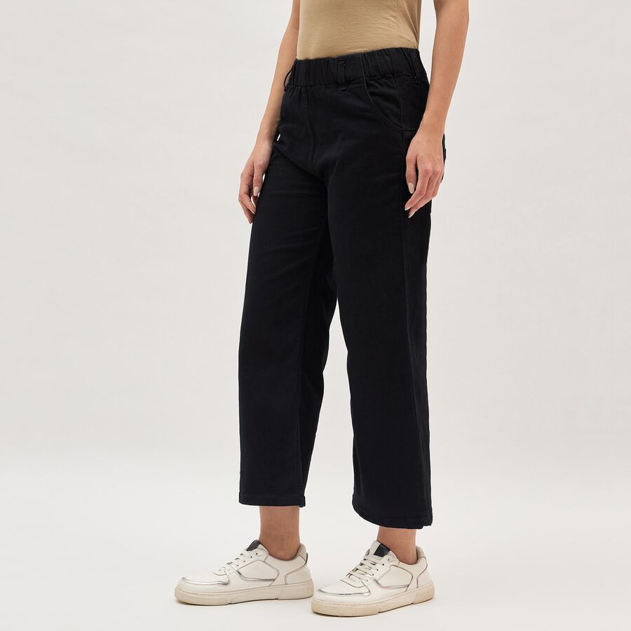 Women's Jet Black Wide-Leg High-Rise Jeans, Black, large image number null