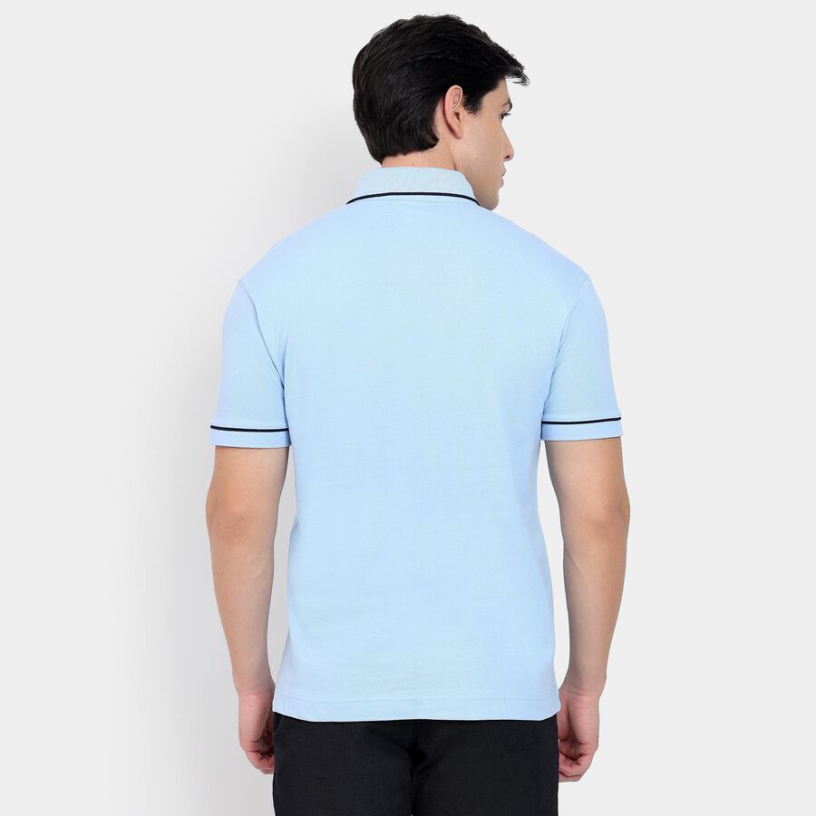 Men's Collared Half Sleeves T-Shirt, Light Blue, large