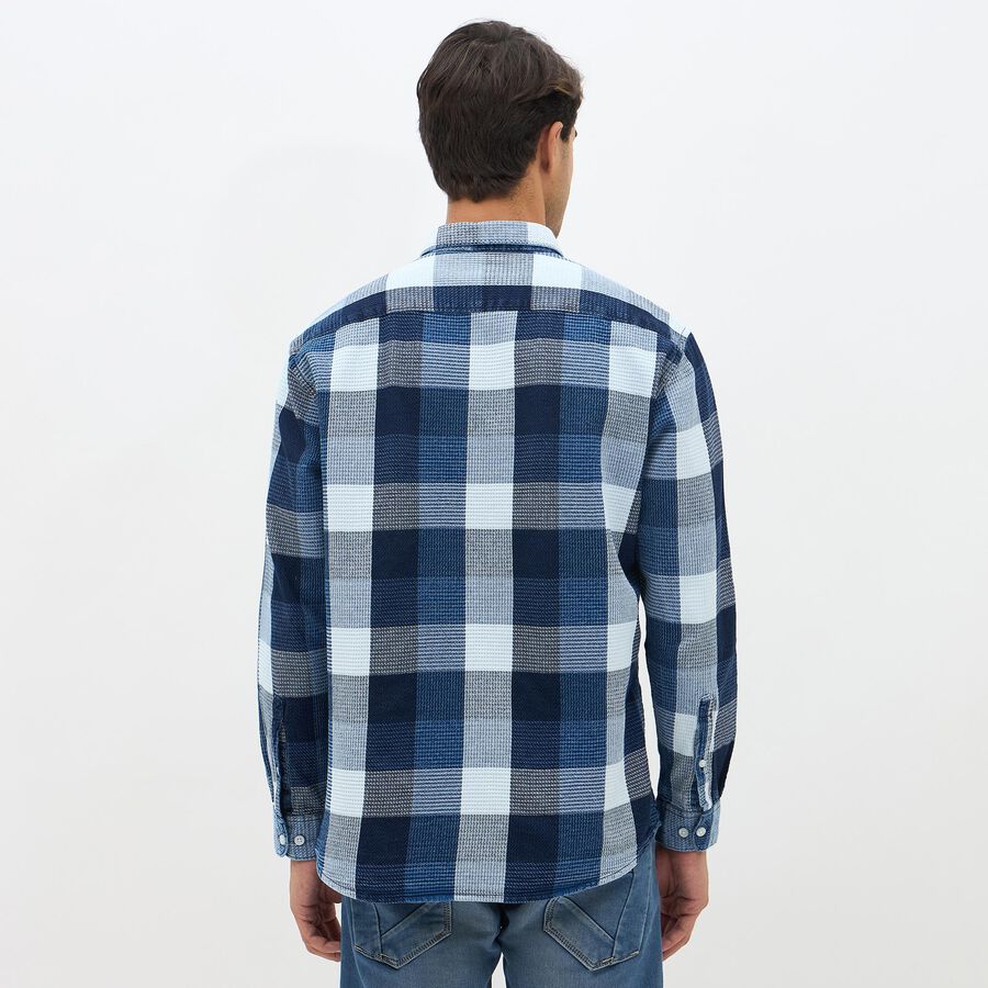 Men's Deep Midnight Navy Blue Cotton Button-Down Casual Shirt, नेवी ब्लू, large image number null