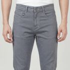 Men's Grey Slim Fit Solid Jeans, हल्का ग्रे, small