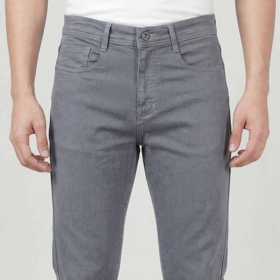 Men's Grey Slim Fit Solid Jeans, हल्का ग्रे, large