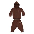 Infants' Brown Cotton Blend Hooded Dinosaur Baba Suit, Brown, small image number null