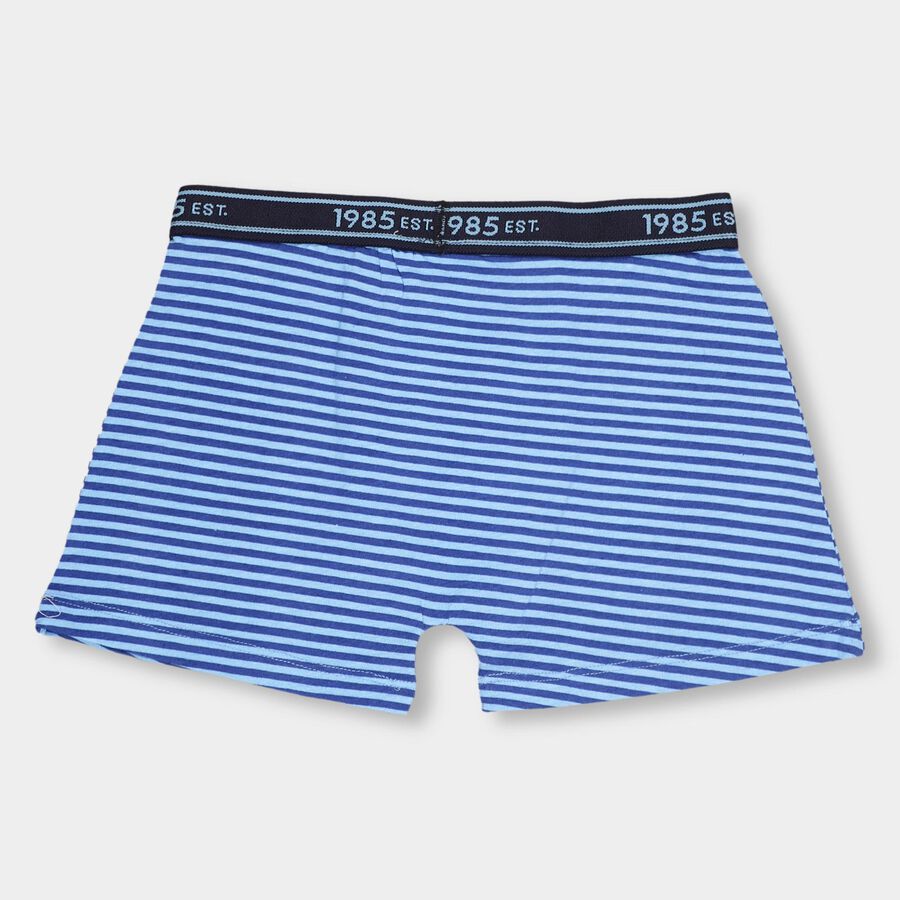 Boys' Bright Royal Blue Regular Fit Striped Briefs, Mid Blue, large image number null