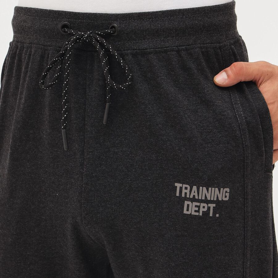 Men's Charcoal Black Regular Fit Panelled Track Pants, Charcoal, large image number null