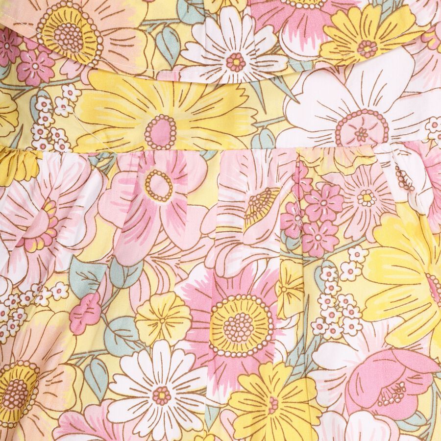 Girls' 100% Cotton Frock, Yellow, large image number null