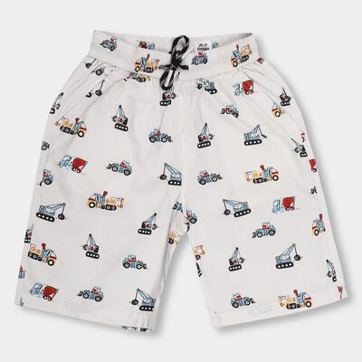 Boys' Bright White Printed Relaxed Fit Jamaican Shorts